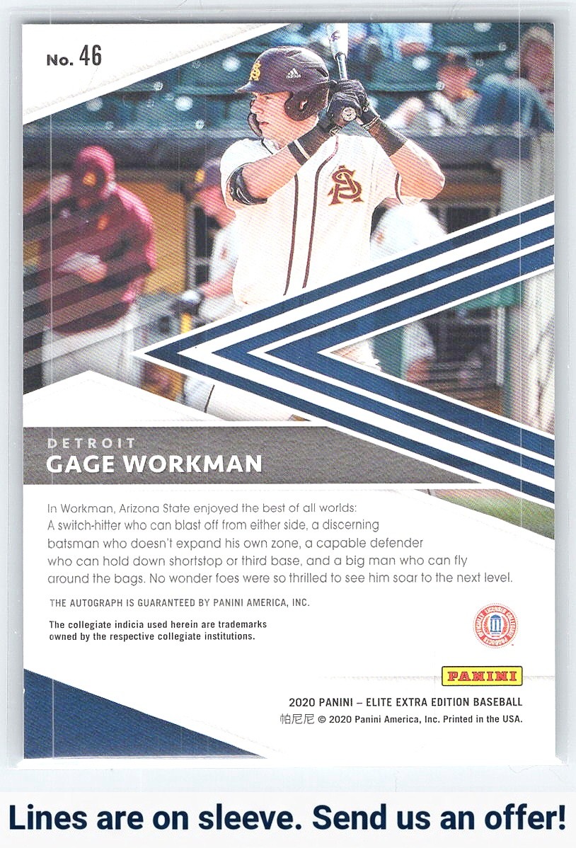 2020 Panini Elite Extra Edition #46 Gage Workman Signatures