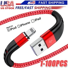 Braided Fast Charger Cable Heavy Duty USB lot Cord For iPhone 14 13 12 11 X XR 8