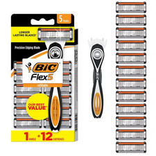 BIC Flex 5 Refillable Razors for Men, Long-Lasting 5 Blade Razors for a Smooth a