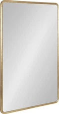 Kate Laurel Caskill Framed Rounded Mirror 24 x 36 Gold Round Bathroom