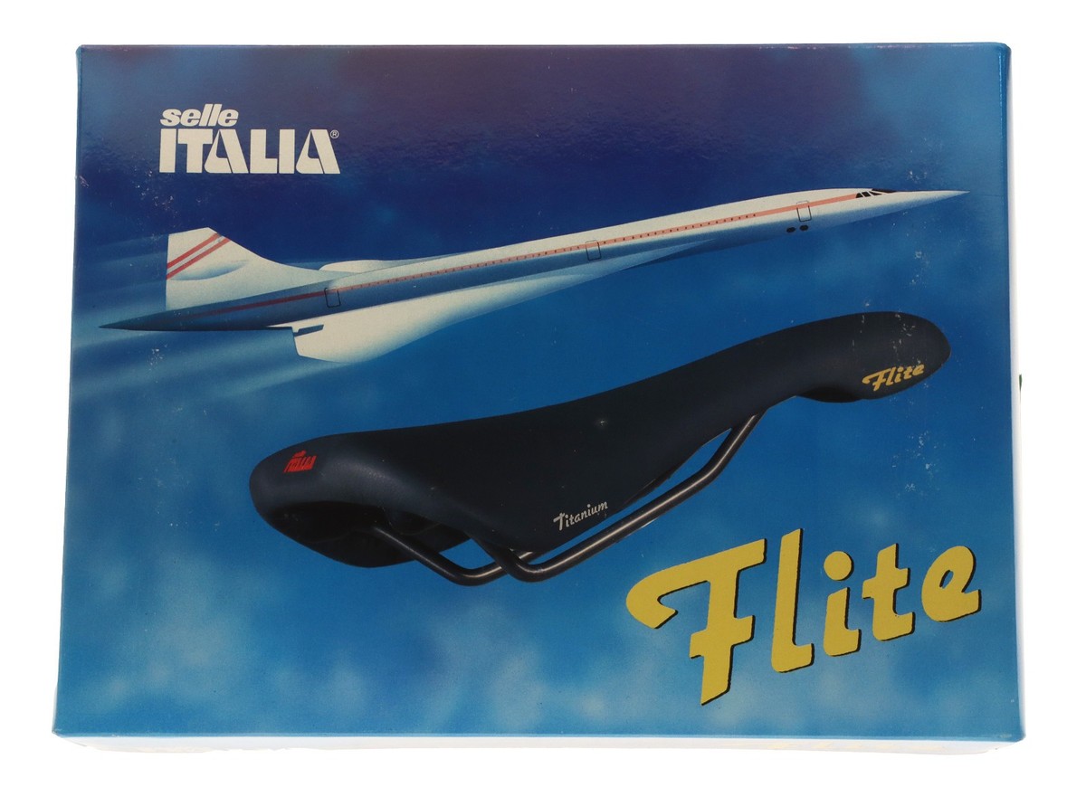 Selle Italia Flite Saddle Titanium Rails Black Leather 1990 L1 NIB