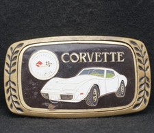 WD15138 VINTAGE 1980  CHEVROLET CORVETTE  CLASSIC CAR SOLID BRASS BELT BUCKLE