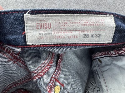 Evisu Jeans Mens 28 Blue Denim Snake Print Patch Japanese Selvedge