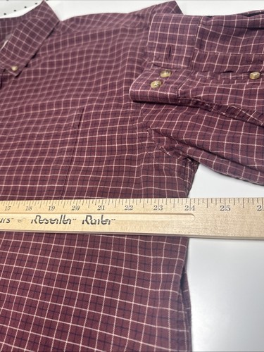 Camisa para hombre LL Bean grande a cuadros borgoña 100 % algodón informal - Imagen 6 de 8