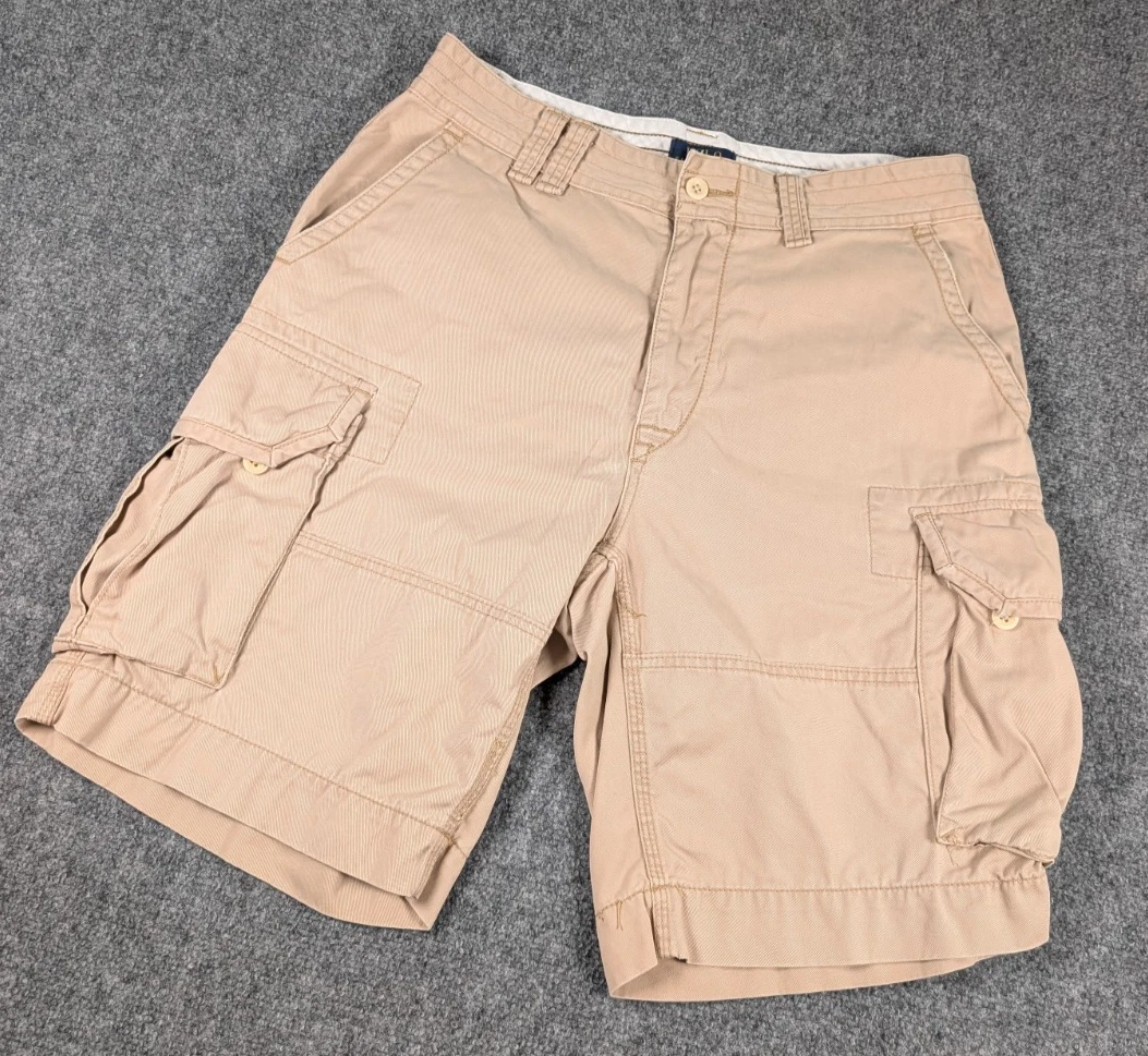 Polo Ralph Lauren Cargo Shorts Mens 33 Beige Combat Military Y2K Chunky