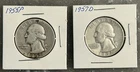 1955 P, 1957 D WASHINGTON QUARTERS, CIRCULATED, UNGRADED