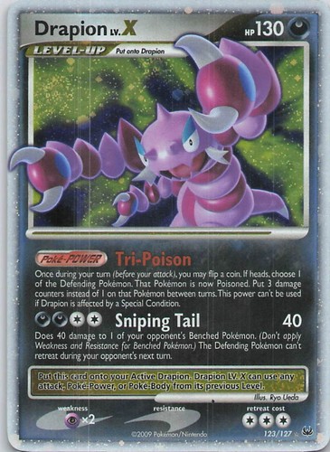 Drapion LV.X Holo Ultra Rare Platinum 123/127 MP Swirl