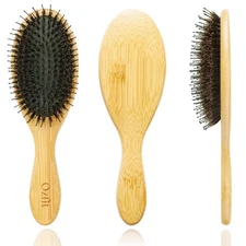 Round Hair Brush - Boar & Nylon Bristles for Women, Men & Kids - Smoothing, M...
