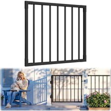 Guwezoy W.3ft x H.36in Aluminum Deck Gate Kit Outdoor, DIY Cuttable, Black
