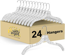 Quality Clear Plastic Hangers 24 Pack - Crystal Cut for Shirts, Suits, Coats, Dr