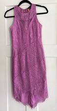 Adelyn Rae XS Purple Floral Lace Sleeveless Mini Dress Round Neck Zip Back