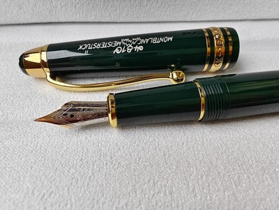 Montblancc Meisterstuck Dark Jade Green Fountain Pen with Gold Trim w/ Gift Box