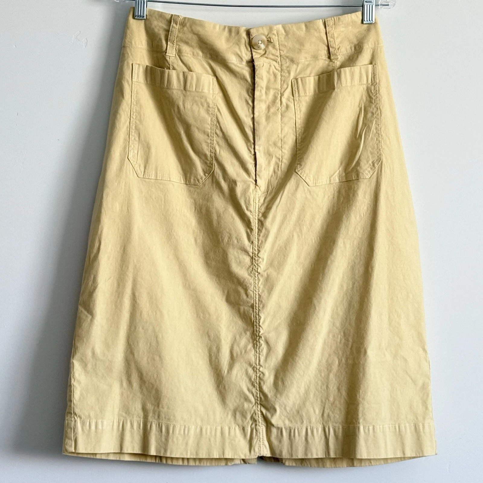 Anthropologie Pencil Skirt XL Clean Girl Linen Blend Yellow Prep Euro Summer