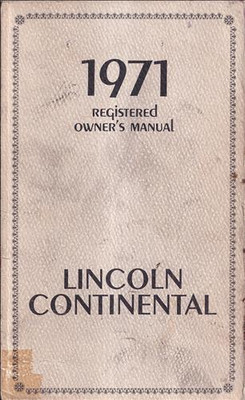 1971 Lincoln Continental Und Stadt Auto Registered Owners Manuell Original Guide