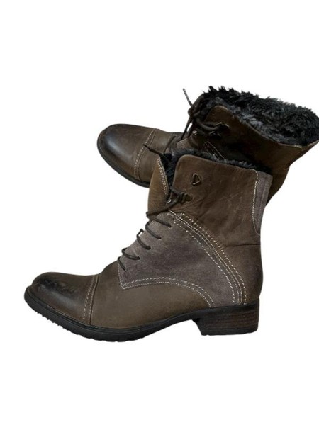 Women Clarks Boots Brown Leather 40 #7BV9