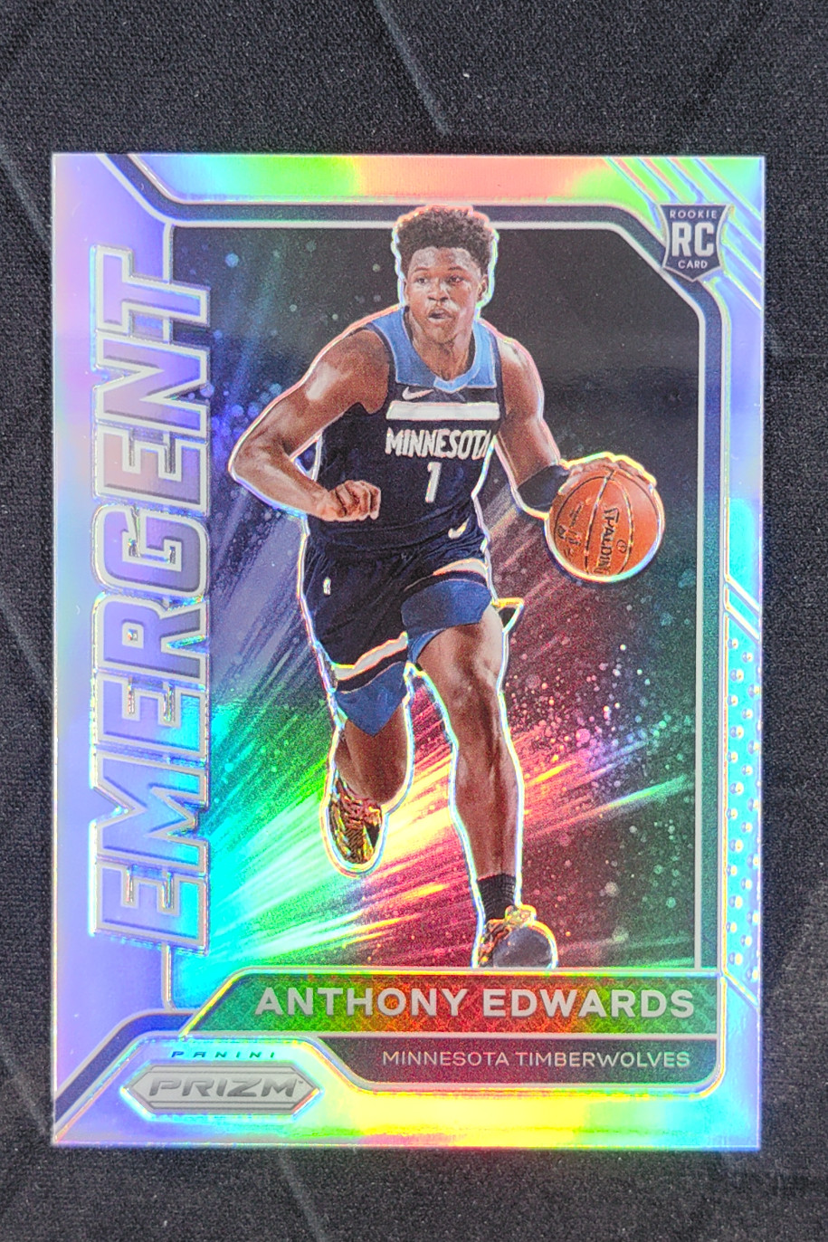 2020-21 Panini Prizm Anthony Edwards Emergent Silver Prizm RC #3 Timberwolves