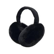 Women Winter Earmuffs Adjustable Faux Fleece Ear muffs Foldable Furry Black