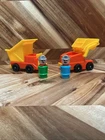 Vintage Fisher Price Little People Construction Vehicle Lot  ORANGE 4 Pieces BIN