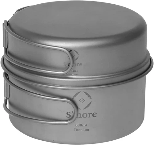 Titanium Cooking Set, Ultralight Eco-Friendly Camping Cookware, Pot and Pan 2 in