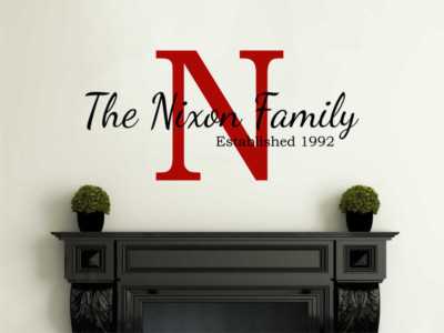 Zweifarbiger Familienname Wandbild, moderner Transfer, PVC Aufkleber, Wandzitat