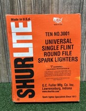 SHURLITE SINGLE FLINT 3001 ROUND FILE SPARK LIGHTERS 1 BOX OF 10