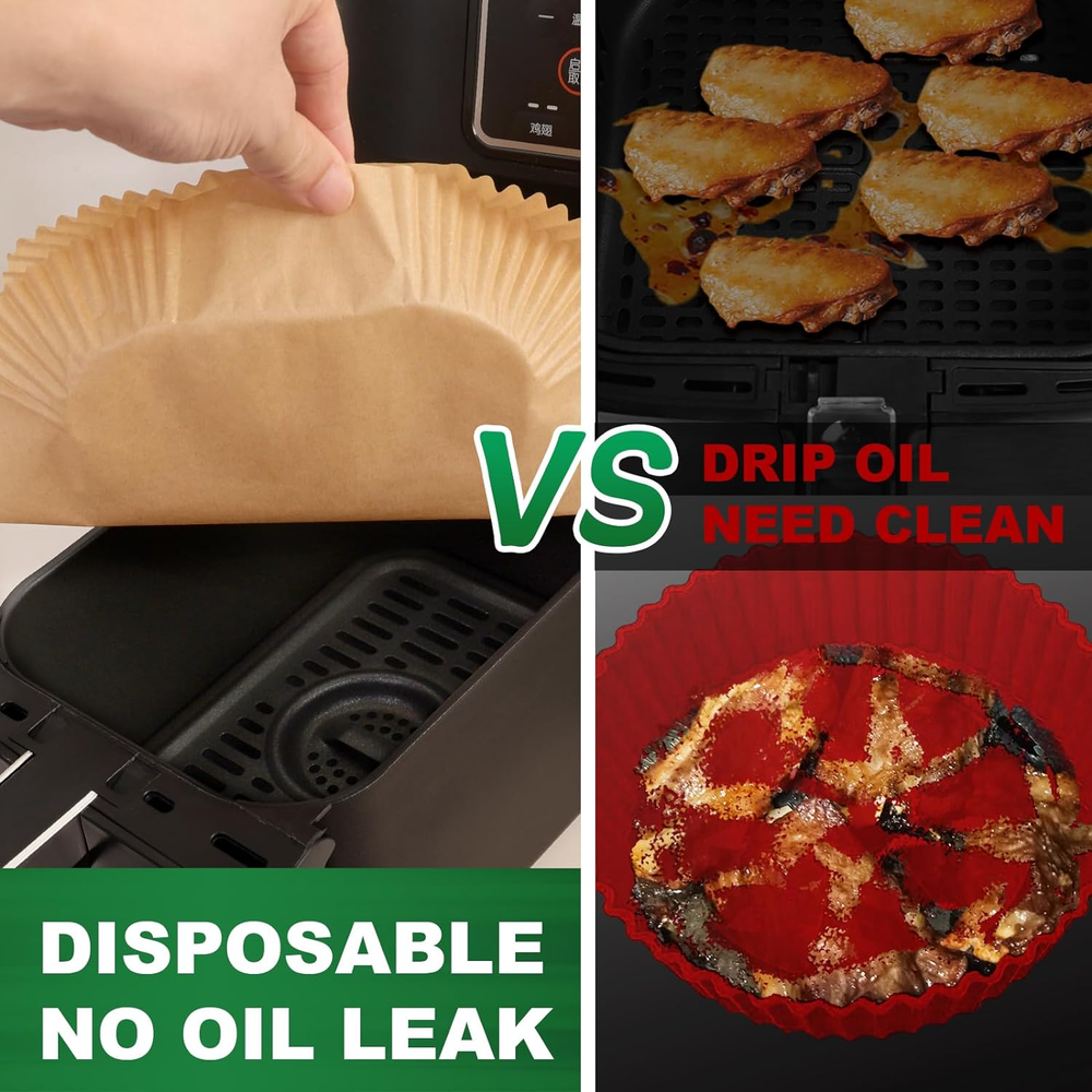 100-Pack Non-Stick Air Fryer Disposable Paper Liners