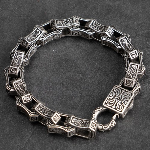 Brazalete enchapado en plata de ley 925 cadena pulseras populares vintage para hombre - Imagen 1 de 9