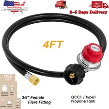 Propane Regulator 0-20 psi 4FT Hose for LP BBQ Gas Grill Heater Stove Burner US