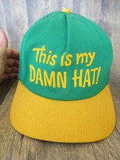 VTG Trucker Cap THIS IS MY DAMN HAT Green Yellow Mesh Snapback Made in USA #20