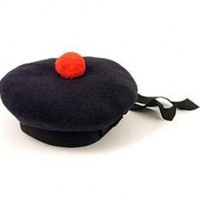 NEW Wool Scottish Black Balmoral Hat with Torrie Sizes 7, 7 1/4, 7 1/2, 7 3/4