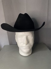 Vintage Black Bradford Western Cattleman Genuine Fur Felt Cowboy Hat Size 7 1/8