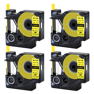 4PC 18052 1/4'' 6mm Schrumpfschlauch IND-Etikettenband für DYMO Rhino 1000 5200