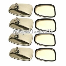 Lambretta Vespa Set of 8 x CHROME STADIUM STYLE RECTANGULAR SCOOTER MIRROR HEADS