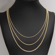 Round Box Link Chain Necklace Real 14K Yellow Gold All Sizes