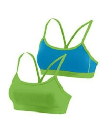 Ladies Reversible Moisture Wicking Racerback Sports Bra Lime/Blue Large - Image 1 of 4