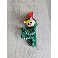 Vintage green mini elf stocking ornament Xmas