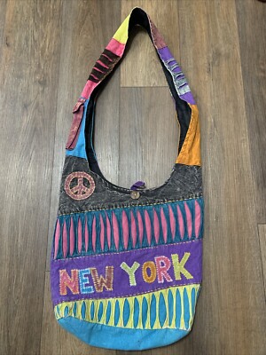 Hippie Crossbody Purse Peace Multi Patchwork Boho New York