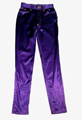Vintage 80s Purple Satin disco jeans by Jean Paul Gaultier size 26