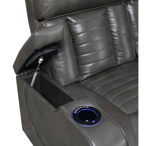 Juego de 2 piezas de sofá reclinable gris felpa - Imagen 3 de 12