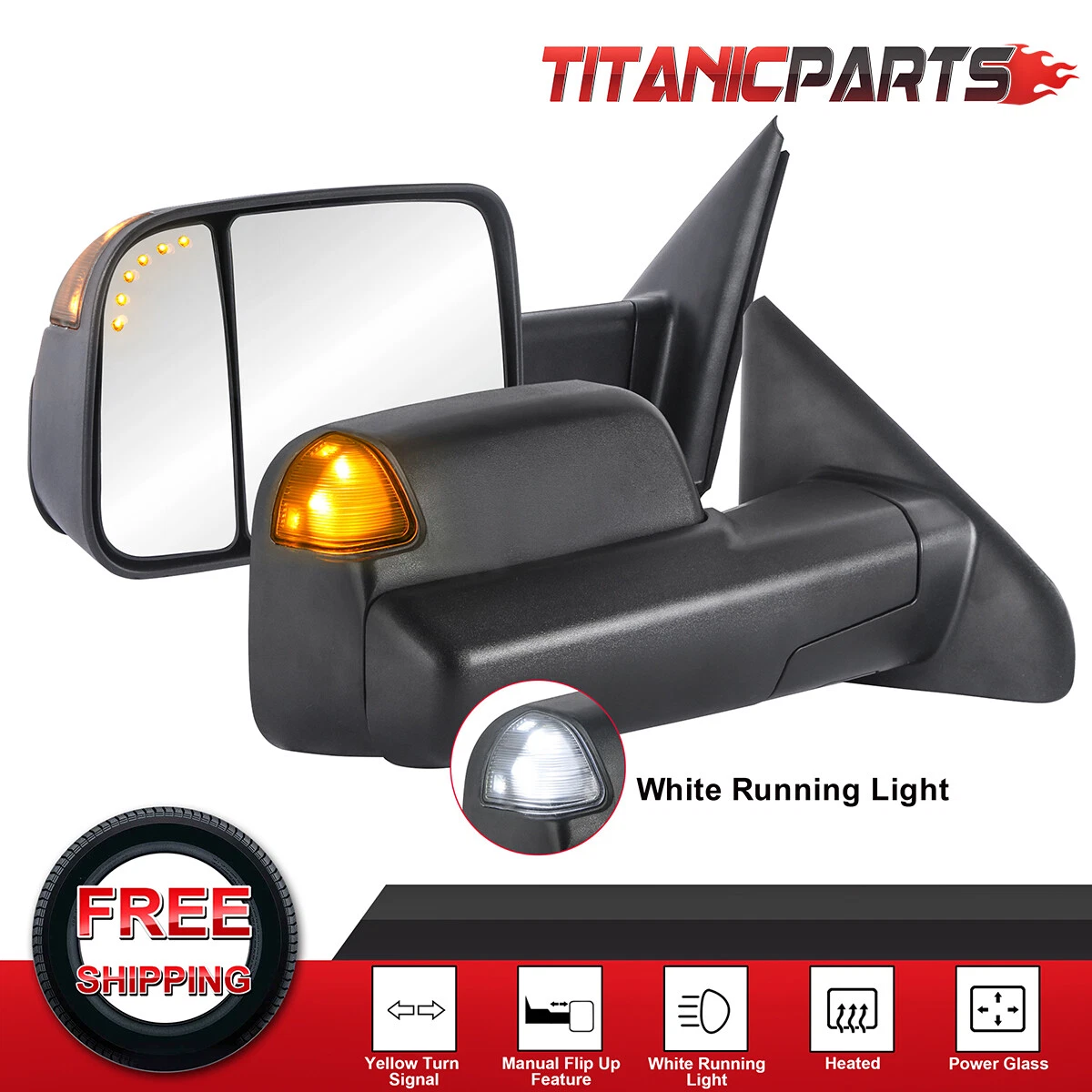 Pair Tow Mirrors For 2002-2008 Dodge 1500 2003-2009 Ram 2500 3500 w/ Arrow Light
Opens in a new wind