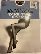 1 Pr vintage NIP Round the Clock Pantyhose Silky Lycra Collection Size B Black
