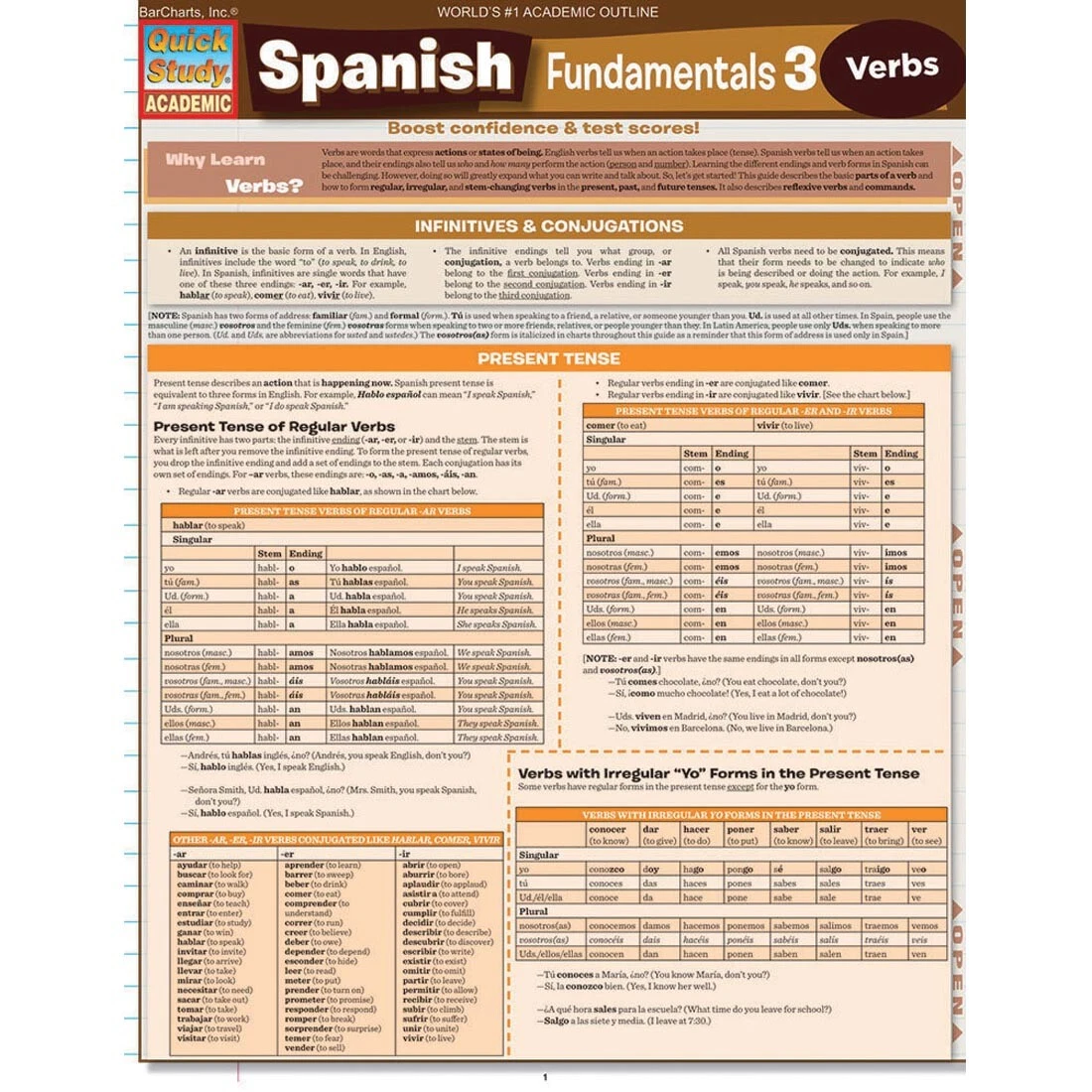 QuickStudy BarChart: Spanish Fundamentals 3 - Verbs 9781423214496 | eBay