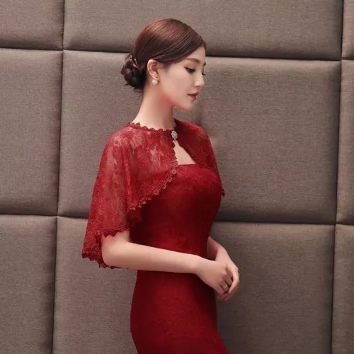 Bridal Lace Shrug Bolero Cape Wrap Jacket Shawl Capelet Tippet Wedding 4 Color - Picture 13 of 21