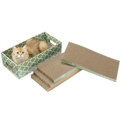 MECOOL Cat Scratching Board，5PC Cat Scratch Pad with Cat Scratch Boxʌ