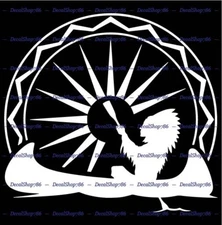 Native American Indian on Canoe -Car/SUV/Truck Vinyl Die-Cut Peel N' Stick Decal