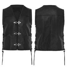 Medieval Men Vest Black Biker Motorcycle HipHop Waistcoat Knight Retro Vest Punk