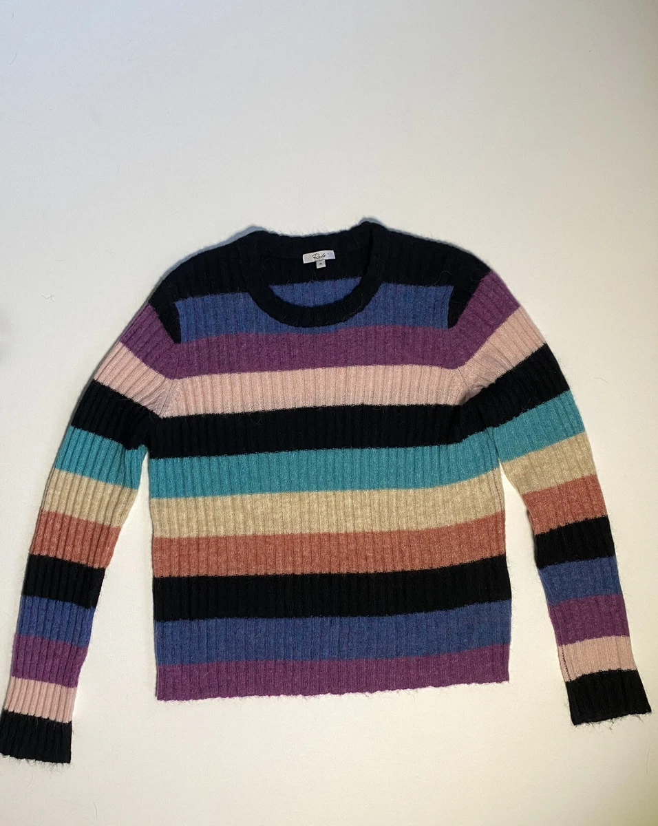 Rails Kylie Striped Alpaca Colorful Wool Ribbed Knit Sweater Size Medium