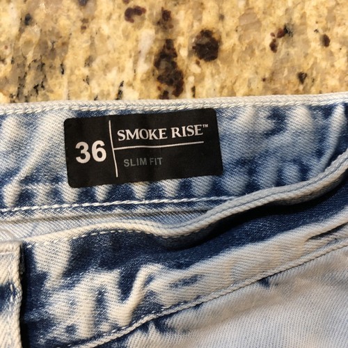 Smoke Rise Men’s Distressed Denim Cutoff Shorts Sz 36 (35x12) Light Wash Stretch - Picture 5 of 12