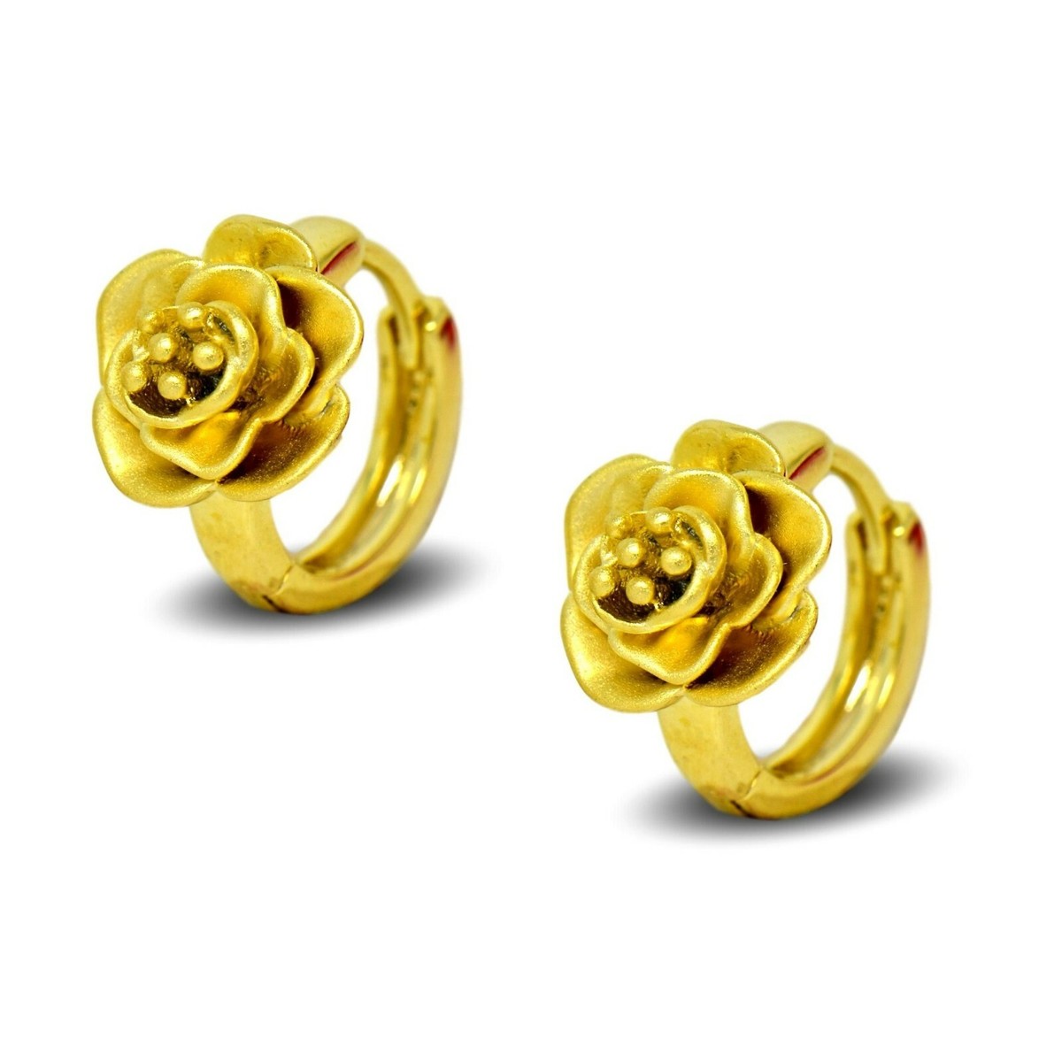 Children's Girls 9K Gold Filled Hoop Earrings Flower 9ct Small