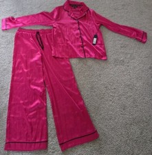 NWT BCBG MAXAZRIA Pajama SET Womens Large Long Sleeve Notch Collar Hot Pink 72
